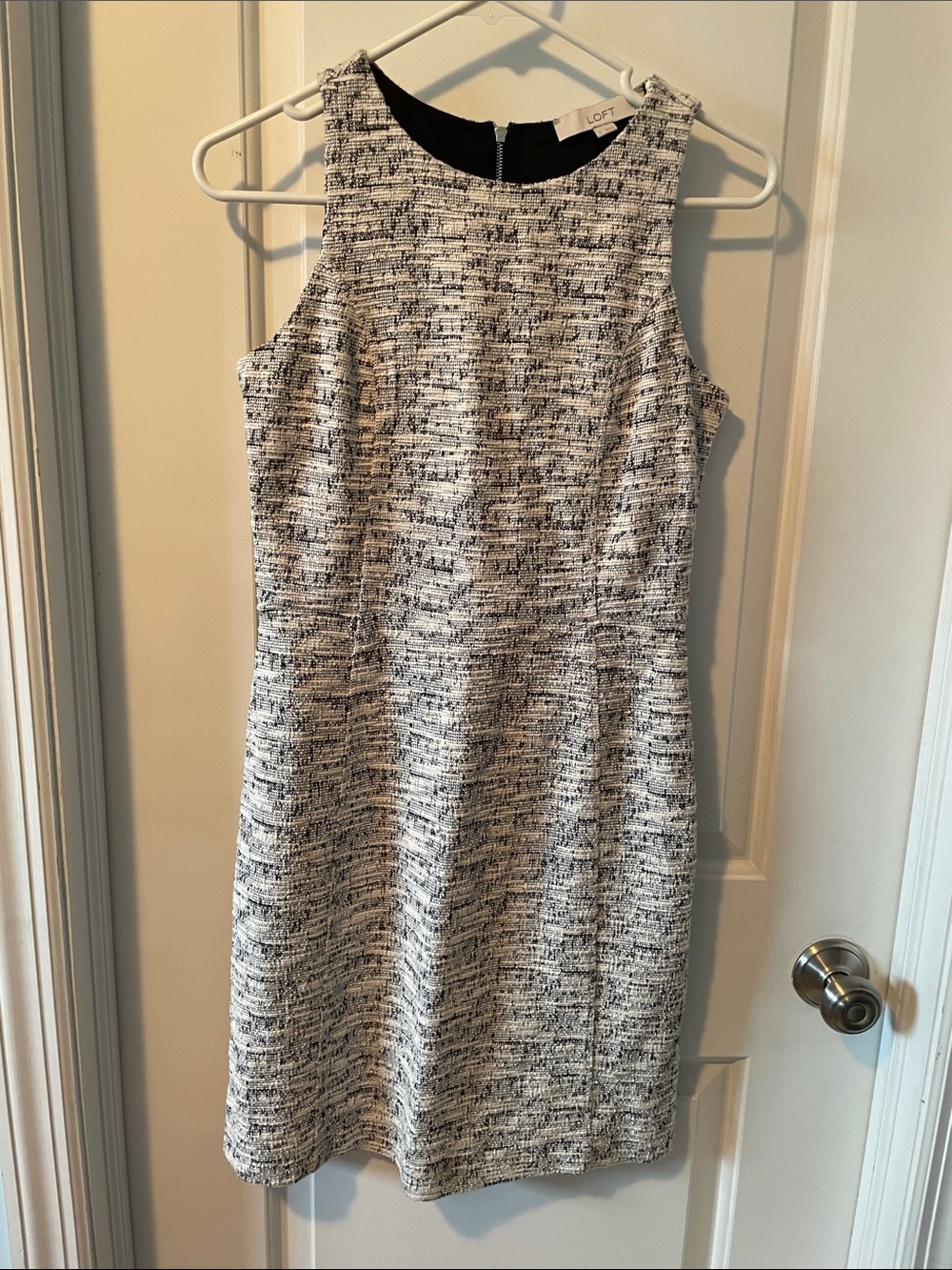 LOFT Black and White Tweed Sheath Dress size 0